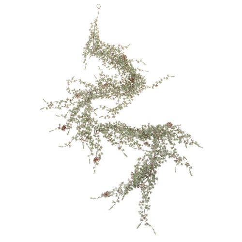 Guirlande artificielle avec pommes de pin et branches de sapin enneigées 185 cm | Floristik24.fr