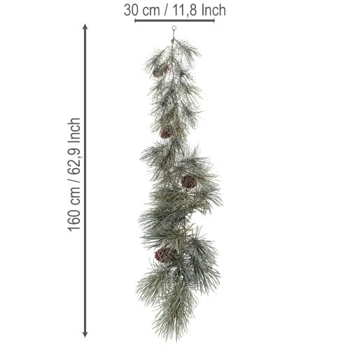 Guirlande de pin artificielle avec pommes de pin, 180 cm, vert et marron | Floristik24.fr