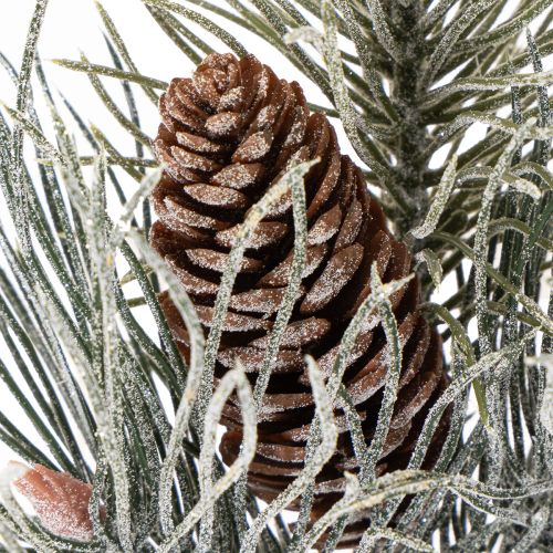 Branche de pin artificielle avec pomme de pin enneigée 40cm | Floristik24.fr