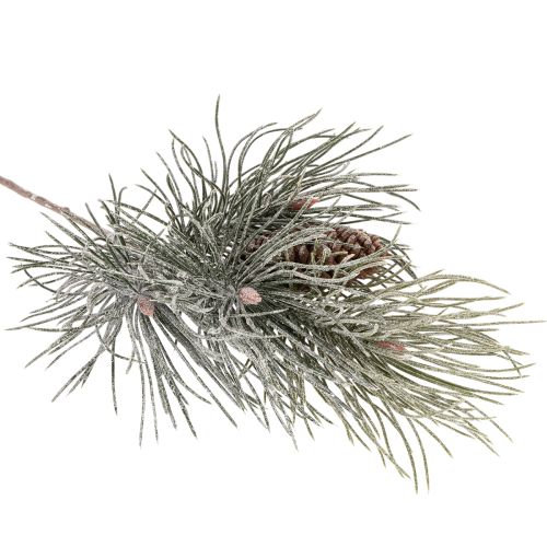 Branche de pin artificielle avec pomme de pin enneigée 40cm | Floristik24.fr