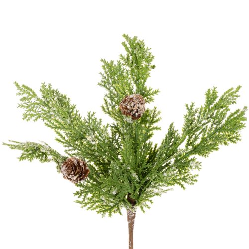 Branche de pin artificielle enneigée avec pommes de pin 28 cm, lot de 6