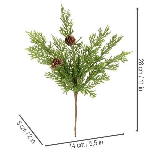 Branche de pin artificielle avec pommes de pin, 28 cm, lot de 6 | Floristik24.fr
