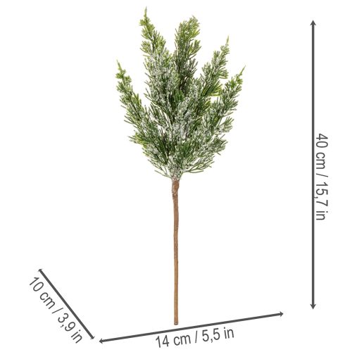 Kiefernzweig artificiel enneigé pour décoration 40 cm - Lot de 3 | Floristik24.fr