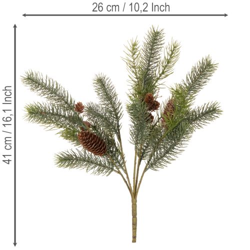 Branche artificielle de sapin avec pommes de pin, 41 cm | Floristik24.fr