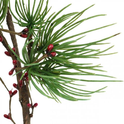Floristik24 Branche décorative Branche de pin artificielle avec baies vertes, rouges 58cm
