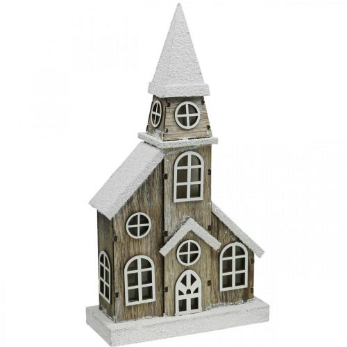 Floristik24 Maison lumineuse église en bois église de Noël église en bois H45cm