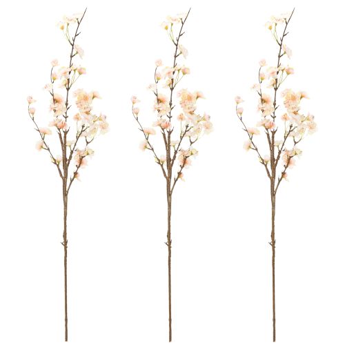 Article Branche fleurie décorative avec délicates fleurs de cerisier, 83 cm, 3 pièces
