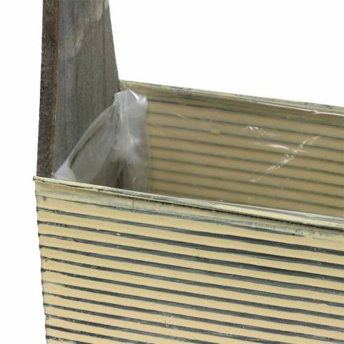 Floristik24 Jardinière avec poignée crème, gris bois blanchi métal métal 30 × 12,5cm / 28 × 12cm lot de 2
