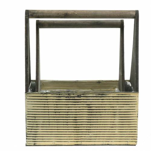 Floristik24 Jardinière avec poignée crème, gris bois blanchi métal métal 30 × 12,5cm / 28 × 12cm lot de 2