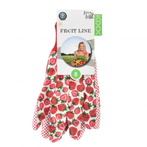 Kixx gants de jardinage motif fraise blanc rouge taille 8