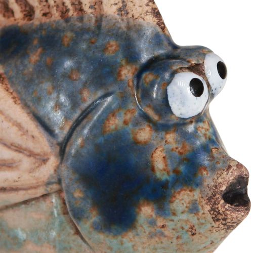 Article Décoration céramique rigolote petit poisson bleu assorti 6-9cm 4 pcs