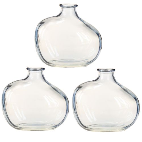 Article Petit vase en verre transparent moderne mini vase en verre bleu 11 × 6 × 10 cm 3 pièces