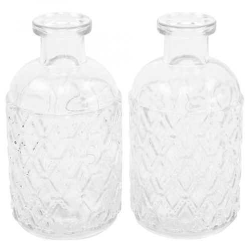 Petit vase en verre vase motif losange verre transparent H12.5cm 6pcs