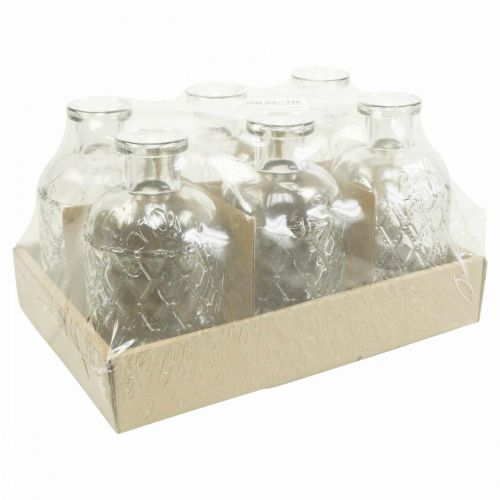 Floristik24 Petit vase en verre vase motif losange verre transparent H12.5cm 6pcs