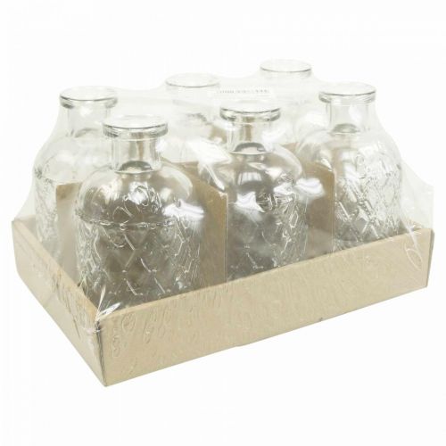 Article Petit vase en verre vase motif losange verre transparent H12.5cm 6pcs