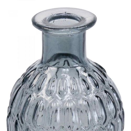 Article Petit vase en verre vase verre nid d&#39;abeille bleu gris H20cm 6pcs