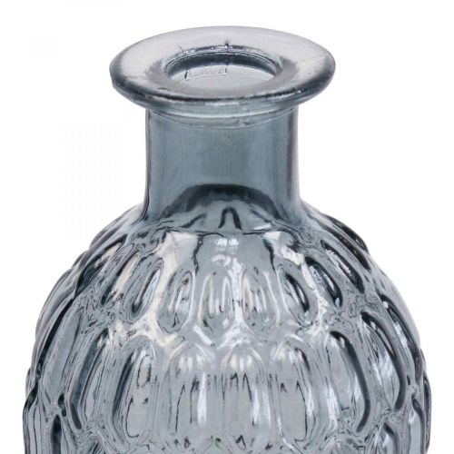 Floristik24 Petit vase en verre vase verre nid d&#39;abeille bleu gris H20cm 6pcs