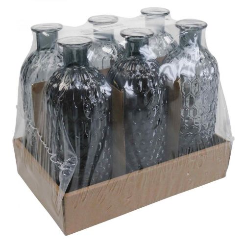 Floristik24 Petit vase en verre vase verre nid d&#39;abeille bleu gris H20cm 6pcs