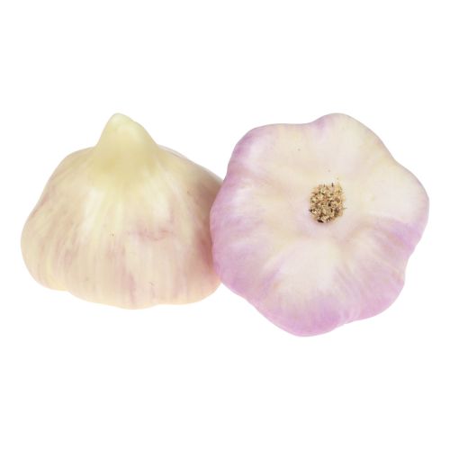 Floristik24 Décoration de légumes artificiels ail rose, blanc Ø6,5cm 2 pcs