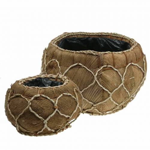 Jardinière coco naturel Ø37 / 24cm, lot de 2