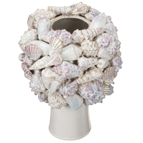 Article Vase Tête en Céramique avec Coquillages – Buste Décoratif Méditerranéen pour Plantes & Fleurs 25cm