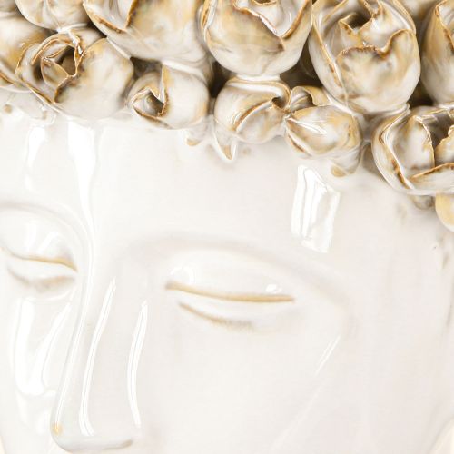 Article Vase Tête Vase Céramique avec Roses Blanc Marron Ø19cm H2.5cm