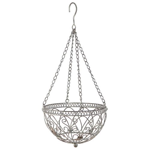 Floristik24 Panier à fleurs suspendu en métal aspect antique Ø25cm H56cm