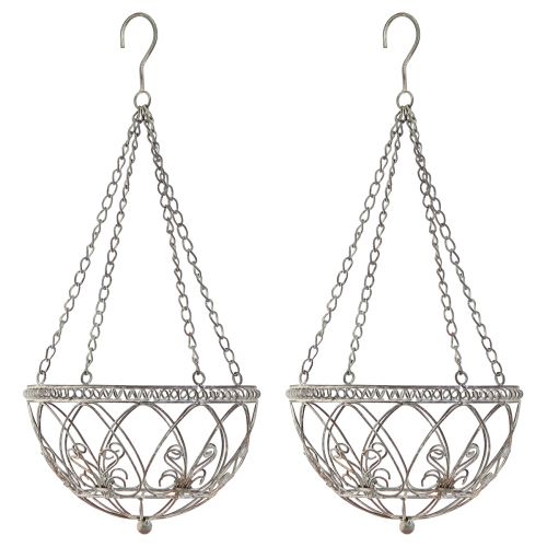 Floristik24 Panier à fleurs suspendu en métal aspect antique Ø25cm H56cm