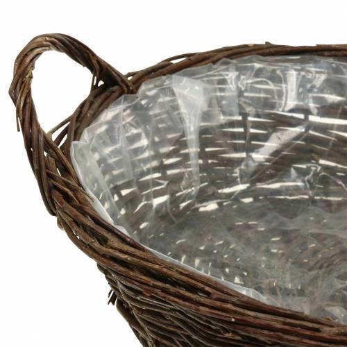 Article Grand panier avec anses jardinière saule marron Ø40cm H13cm