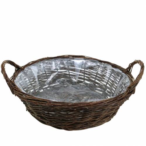 Floristik24 Grand panier avec anses jardinière saule marron Ø40cm H13cm