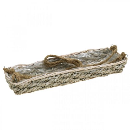 Article Panier à suspendre, panier suspendu, jardinière tressée coloris naturel, blanc lavé L43,5cm