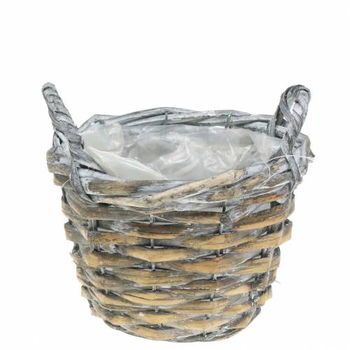 Floristik24 Cache-pot en osier Gris délavé, Ø 17 cm H12cm