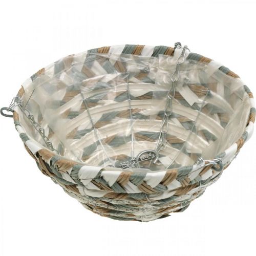 Article Panier plante à suspendre, panier fleur tressé blanc, gris, naturel H16cm Ø30cm
