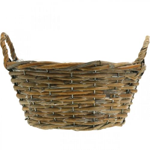 Article Jardinière, panier avec anses Shabby Chic Naturel, blanchi à la chaux H14cm Ø30cm