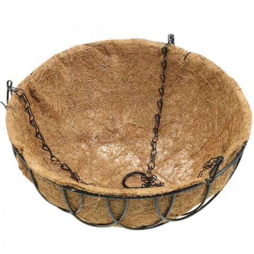 Article Panier végétal à suspendre, panier suspendu en métal, fibres de coco naturel, noir H15cm Ø30,5cm