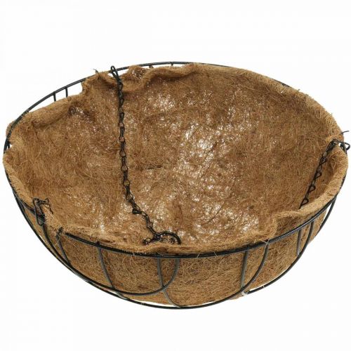 Article Panier suspendu, bol végétal en fibre de coco métal naturel, noir H20,5cm Ø40,5cm
