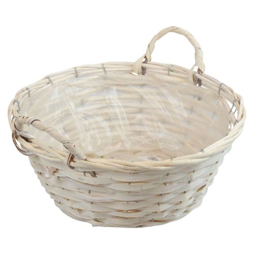 Floristik24 Panier avec anses Panier à copeaux panier à plantes blanchi Ø35cm H15cm