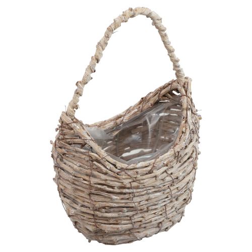 Floristik24 Panier avec anse panier en osier lavé blanc 18×11×11cm