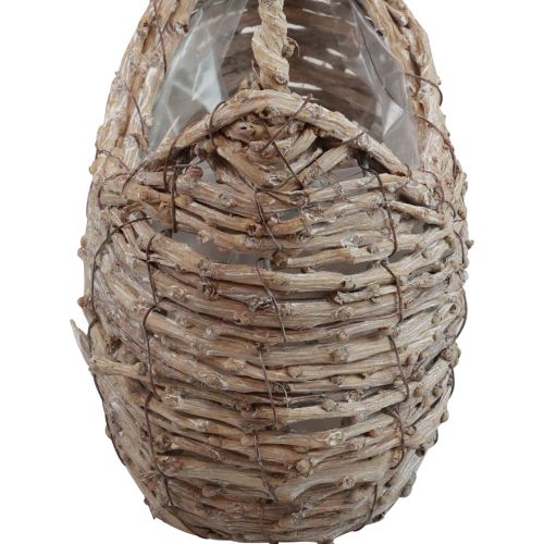 Panier avec anse panier en osier lavé blanc 18×11×11cm