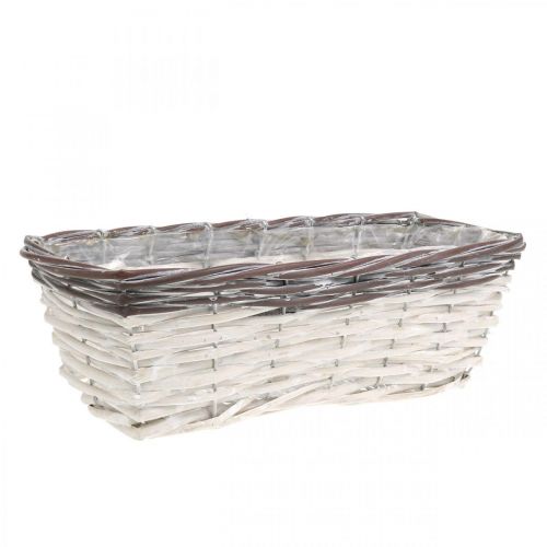 Floristik24 Panier décoratif blanc, cache-pot marron bicolore 32×13.5×9.5cm