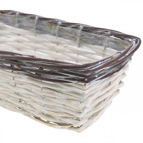 Floristik24 Panier décoratif blanc, cache-pot marron bicolore 32×13.5×9.5cm
