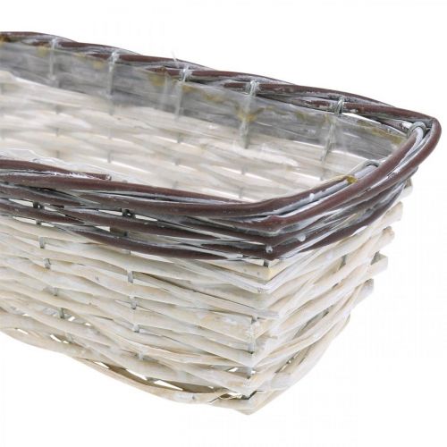 Article Panier décoratif blanc, cache-pot marron bicolore 32×13.5×9.5cm