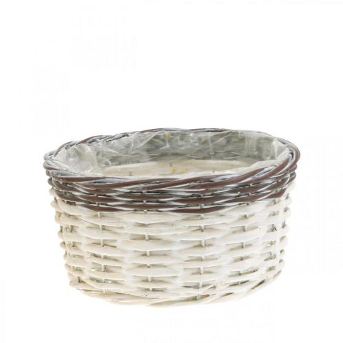 Floristik24 Panier décoratif rond à planter blanc, cache-pot marron Ø20cm