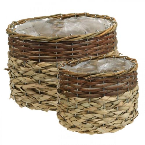 Panier en Osier Bol à Plantes en Osier Naturel Naturel L30/22cm H20/17cm Lot de 2