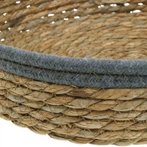 Article Panier plateau rond, coupe plante naturelle, plateau déco tressé nature Ø33/30/25cm H8/7cm lot de 3