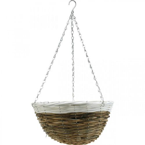 Article Bol à plantes, panier suspendu, panier suspendu naturel, blanc Ø35cm
