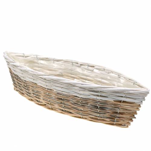 Floristik24 Panier bateau blanc, nature 55cm x 17cm