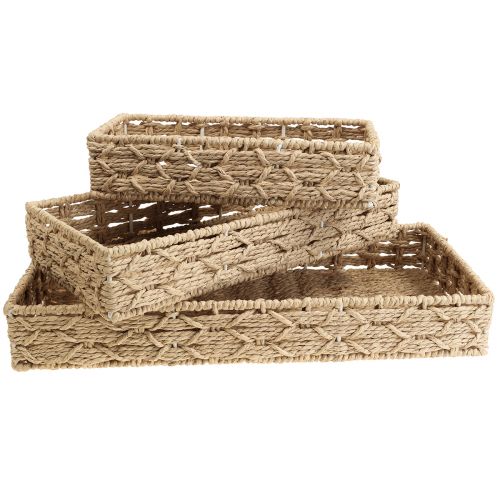 Article Plateau panier plateau décoratif panier naturel 41/33/25cm lot de 3