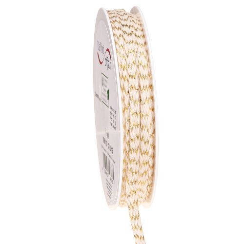 Article Cordon coton or et ruban coton crème 7mm 15m