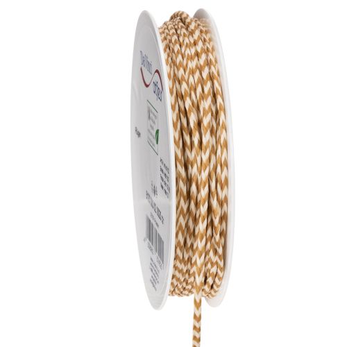 Ruban corde bicolore en polyester, 3 mm x 20 m, beige et crème, pour décoration et emballage cadeau acheter | Floristik24.fr